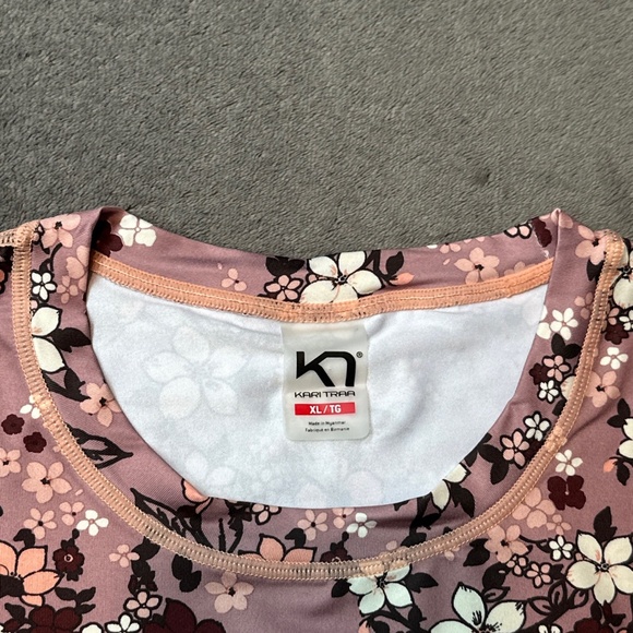 Kari Traa Base Layer Set Women's XL Extra Large Pants Top Floral Pink 622366a - Picture 3 of 15